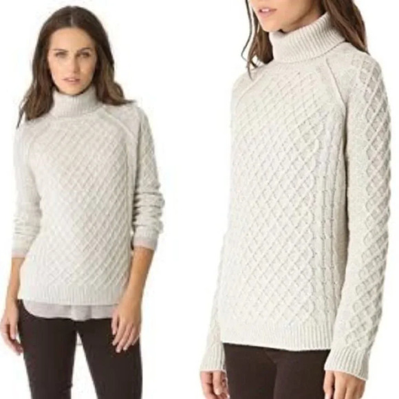 Vince Tan Yak Wool Blend Turtleneck Cable Knit Sweater - 29855 - Picture 2 of 15